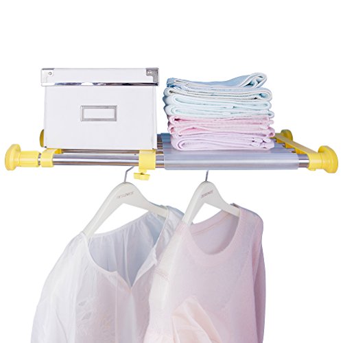 Hershii Erweiterbares Garderobensystem Teleskop Schrank Kleiderstange Kleideraufbewahrung DIY Regaltrenner Separator Veranstalter Kleiderschrankzubehör Closet Tension Shelf Rod,40-60cm Gelb von Hershii