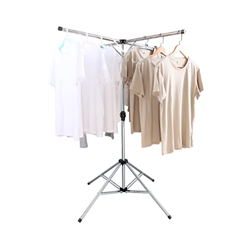 Hershii Klappbarer Bügelwäscheständer mit 4 Leiderstangen Höhenverstellbar 197cm Rostfreier Stahl Standtrockner Clothes Airer Kleiderständer für Innen, Außen (Grundtyp) von Hershii