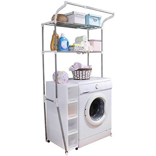 Hershii Toilette Regal Waschmaschine Regal Organizer Regal Auf Der Waschmaschine Trockner Lagerregal WC Regal über Die Toilette mit 2 Ablagen Silber Breite Erweiterbar Metall Rostfreier Stahl von Hershii