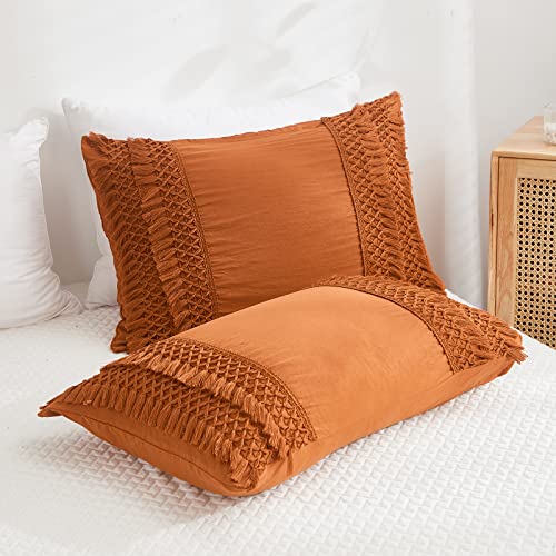 Kissenbezug 2er Set 40x60 cm Altrosa Kopfkissenbezug Super Weich Mikrofaser Kissenhülle Quasten Dekorieren Taschenverschluss 40x60 Pillow case von Herside
