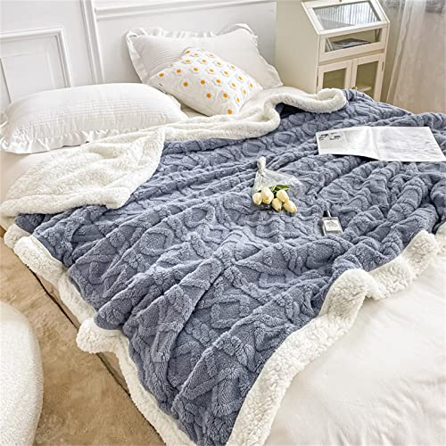 Tufted Kuscheldecke Flanell Fleecedecke Blaugrau 180x200 cm Decke Dicke Weich Plüsch Warm Reversible Flauschige als Sofadecke, Wohndecke, Tagesdecke oder Winterdecke von Herside