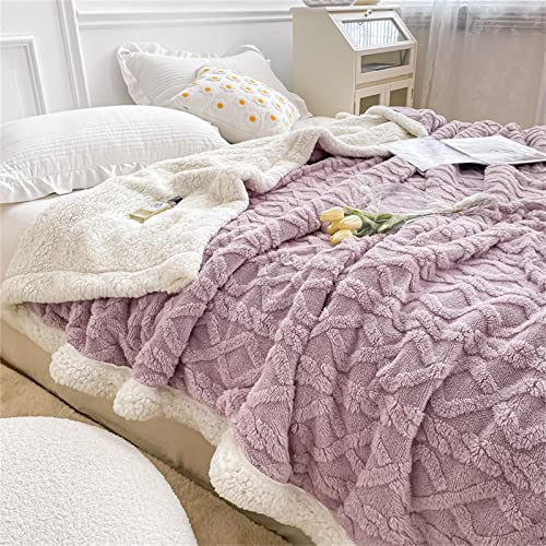 Tufted Kuscheldecke Flanell Fleecedecke Lila 150x200 cm Decke Dicke Weich Plüsch Warm Reversible Flauschige als Sofadecke, Wohndecke, Tagesdecke oder Winterdecke von Herside