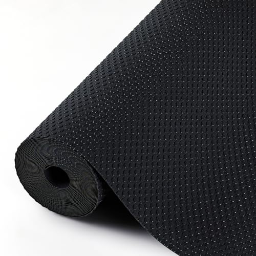 Hersvin Schubladenmatte 60cmx500cm Schubladeneinlage Eva Schrankpapier Nicht Klebende Wasserfest Unterlage Teppich für Küchenschränke Regalschrank (Schwarz Punkt) von Hersvin