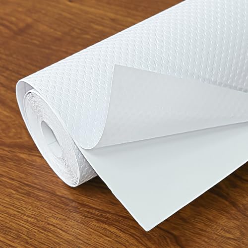 Hersvin Schubladenmatte 30cmx500cm Selbstklebende Schrankpapier Schubladeneinlage Eva Wasserfest Unterlage Teppich für Küchenschränke (Klebende,Weiß Flacher Punkt) von Hersvin