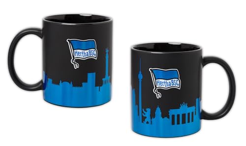 Hertha BSC Berlin Tasse Metallic - Skyline - Kaffeetasse Kaffeebecher HBSCB - plus Lesezeichen I love Berlin von Hertha BSC