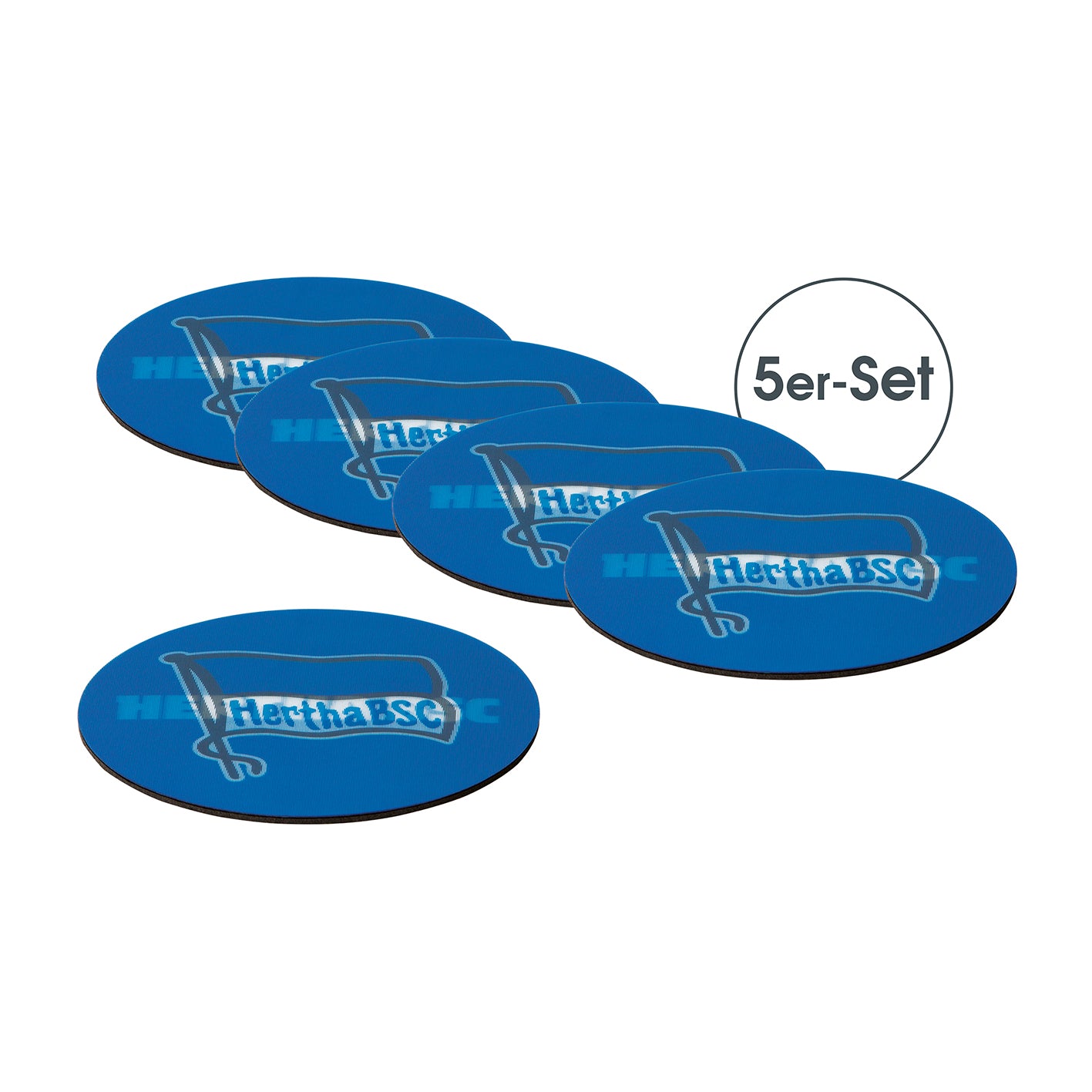 Untersetzer 3D - 10,5 x 10,5 cm - 5er-Set - blau/weiß mit Logo von Hertha BSC