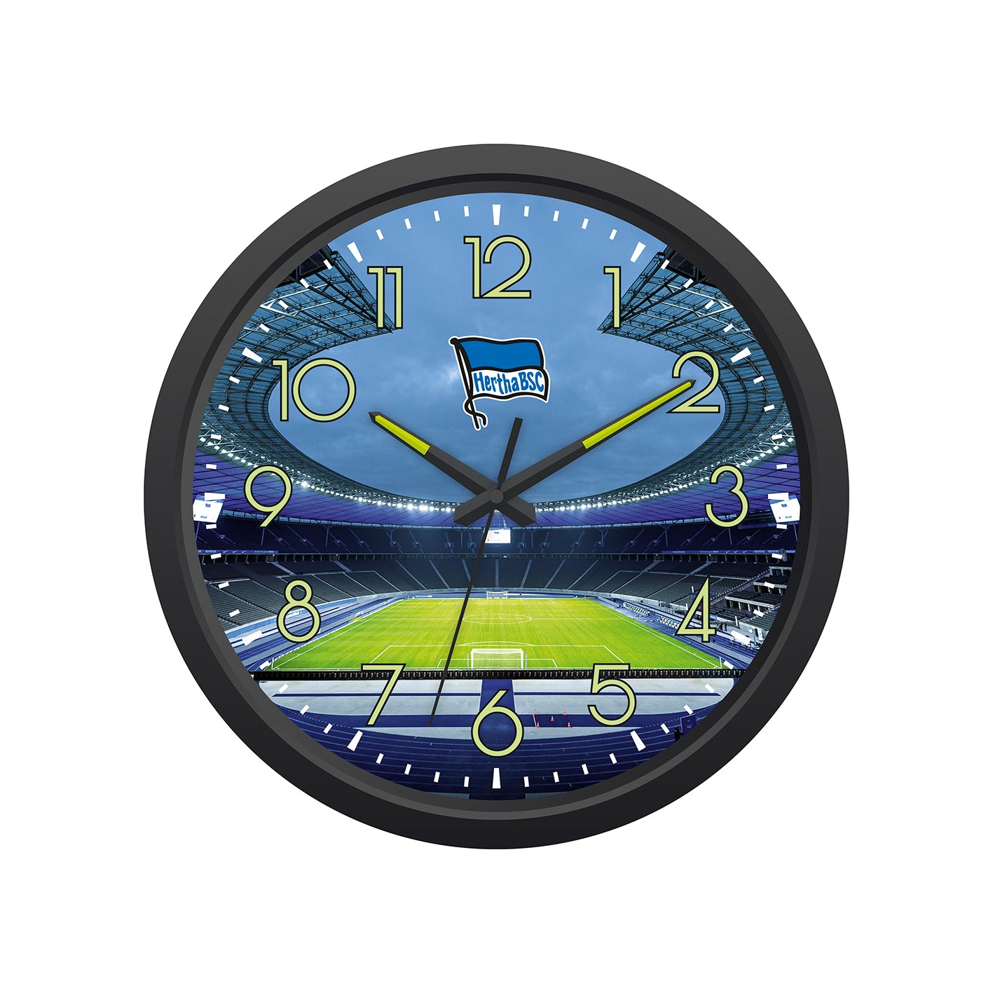 Wanduhr "Glow in the dark" mit Logo von Hertha BSC