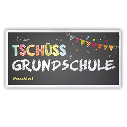 Herz & Heim® Abschied Grundschule Banner - Tschüss Grundschule - mit Ihrem Wunschtext Kunststoff von Herz & Heim