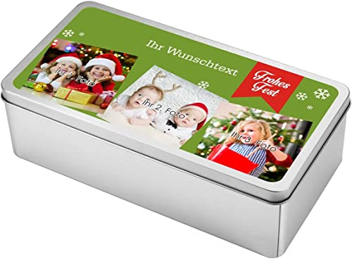 Herz & Heim® Aufbewahrungsdose mit persönlichem Aufdruck für Verschiedene Anlässe 3 Fotos zu Weihnachten von Herz & Heim