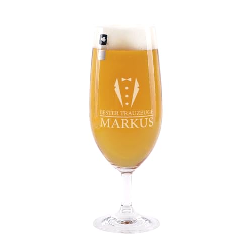 Herz & Heim® Bierglas mit Gratis Gravur für den Trauzeugen als Dankeschön Motiv Bester Trauzeuge von Herz & Heim