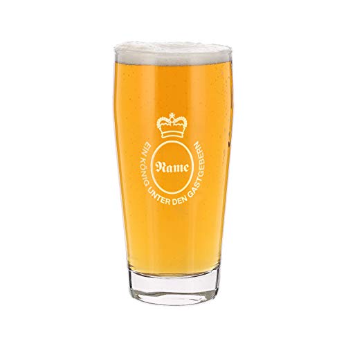 Herz & Heim® Bierglas mit Gravur Ihres Wunschnamens - Ein König unter den Gastgebern von Herz & Heim