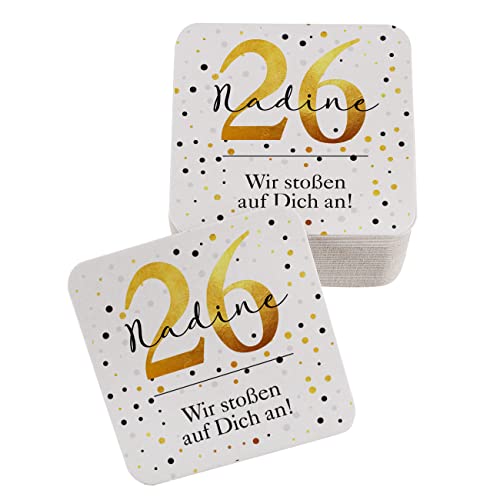 Herz & Heim® Bunter Bierdeckel als Tischedeko zum Geburtstag/Personalisiert mit Namen / 30 Stück von Herz & Heim