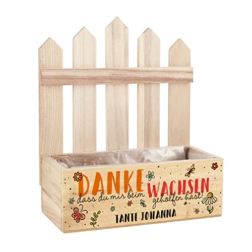 Herz & Heim® Dankeschön-Geschenk für Kindergarten, Grundschule, Nachhilfe - Pflanzkiste mit Aufdruck Kindergarten Mir von Herz & Heim