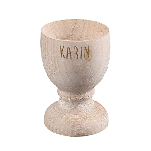 Herz & Heim® Eierbecher aus Holz mit Gratis Gravur des Namens zu Ostern oder für das beliebte Frühstücksei zu Hause Wunschname - einfach von Herz & Heim