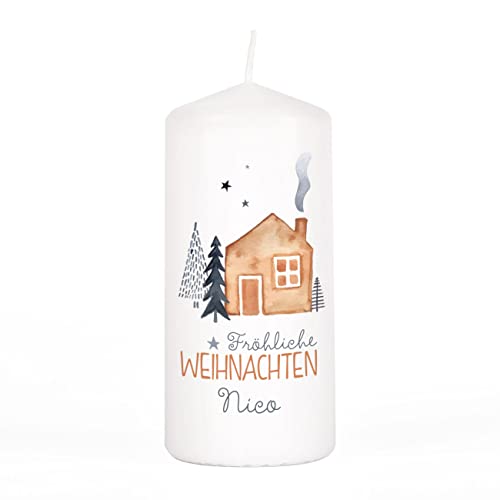 Herz & Heim® Festliche Stumpenkerze zu Weihnachten oder für den Advent/verschiedene Motive/personalisiert Fröhliche Weihnachten von Herz & Heim
