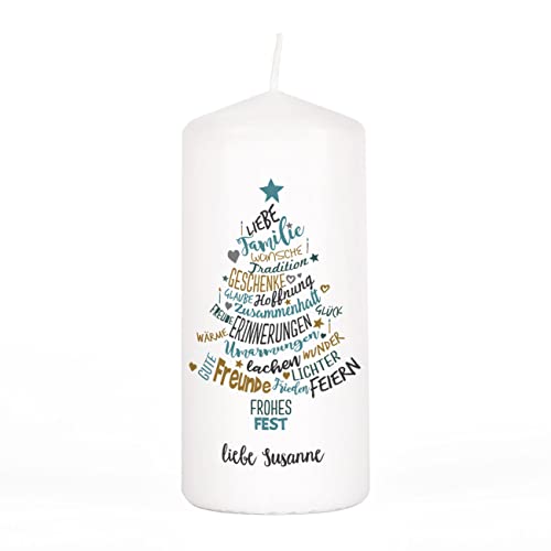 Herz & Heim® Festliche Stumpenkerze zu Weihnachten oder für den Advent/verschiedene Motive/personalisiert Wünsche zum Advent von Herz & Heim