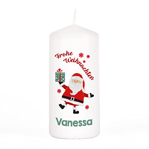 Herz & Heim® Festliche Stumpenkerze zu Weihnachten oder für den Advent/verschiedene Motive/personalisiert Weihnachtsmann von Herz & Heim