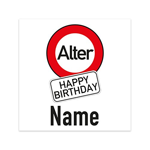 Herz & Heim® Flaschenaufkleber zum Geburtstag im Verkehrszeichen-Look mit Name und Alter 24 Stück von Herz & Heim