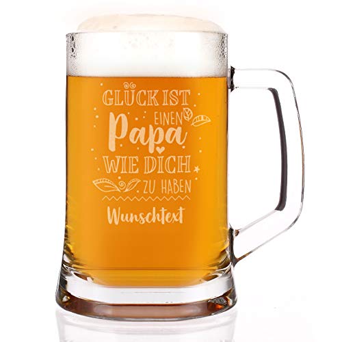 Herz & Heim® Formschöner Bierseidel mit Gravur - Glück ist einen Papa wie dich zu haben - zum Vatertag von Herz & Heim