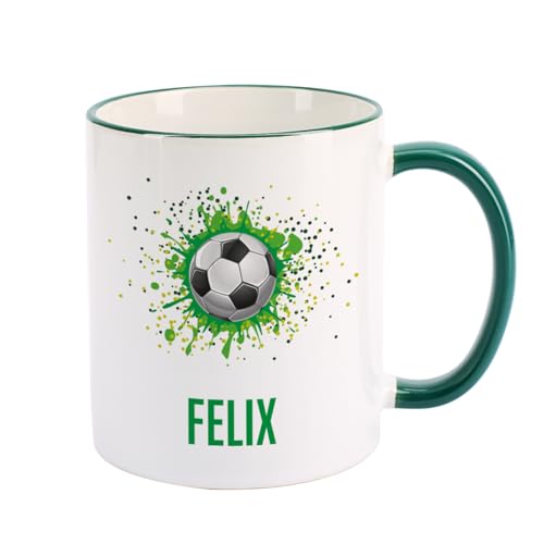 Herz & Heim® Fußballtasse mit Namen für Freizeitkicker und Fußballhelden von Herz & Heim