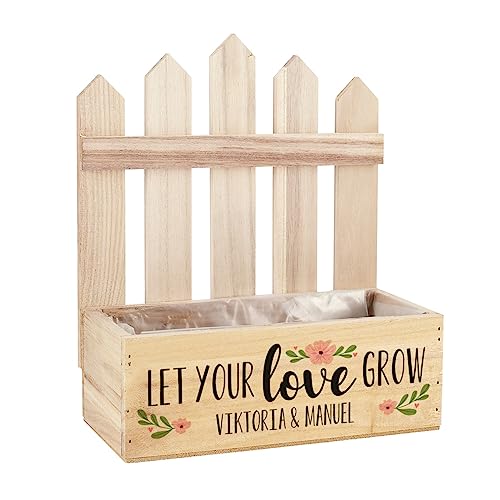Herz & Heim® Geburtstags-Geschenk Pflanzkiste mit Personalisierung als Geschenkverpackung Love Grow, 23 cm x 27 cm x 10,5 cm (B/H/T) von Herz & Heim