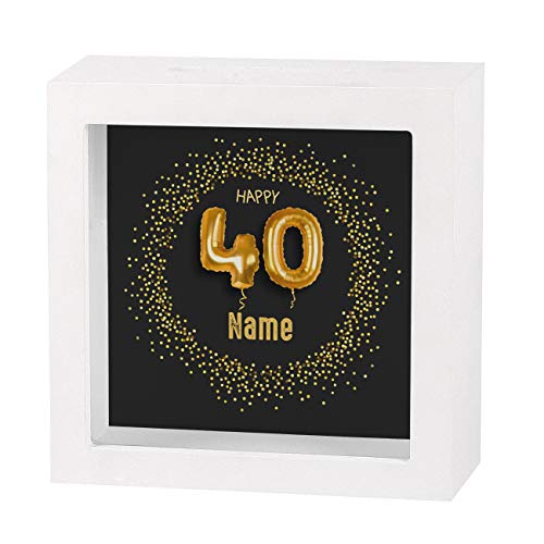 Herz & Heim® Geldgeschenk zum runden Geburtstag in Form Einer bedruckten Spardose als Bilderrahmen 40. Geburtstag von Herz & Heim