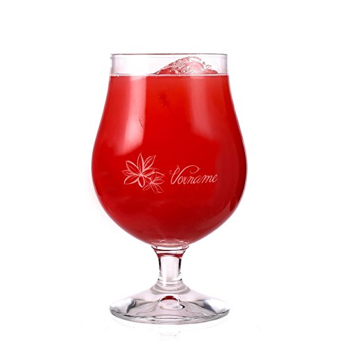 Herz & Heim® Graviertes Cocktailglas mit tropischer Blume und Wunschnamen von Herz & Heim