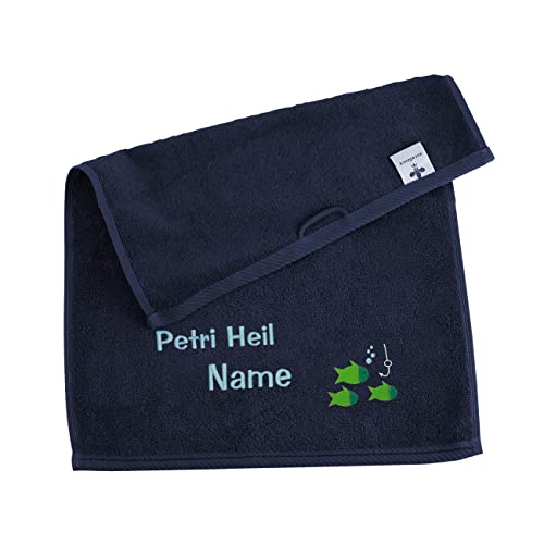 Herz & Heim® Handtuch für Angler, personalisiert, in 3 Größen Klein von Herz & Heim
