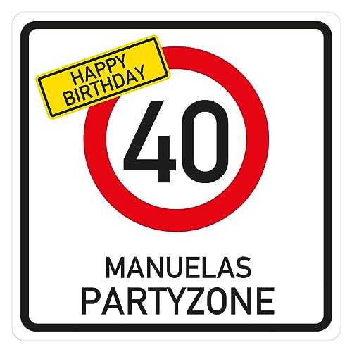 Herz & Heim® Happy Birthday Schild im Verkehrszeichen Look mit gewünschtem Alter und Namen von Herz & Heim