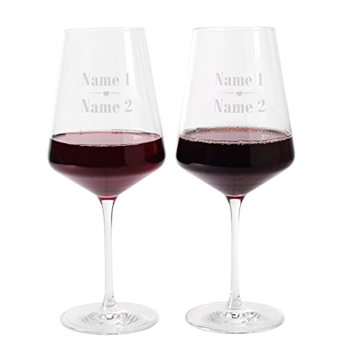 Herz & Heim® Hochzeitsgeschenk Weingläser mit Gravur der Namen Herz von Herz & Heim