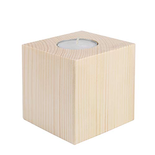 Herz & Heim® Holz Kerzenhalter für Teelichter - 2. Wahl - 8 x 8 x 8 cm von Herz & Heim