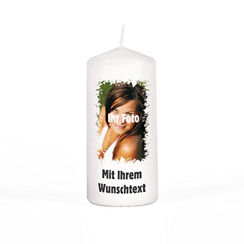 Herz & Heim® Kerze Stumpenkerze mit gedruckten Foto und Wunschtext Gratis, 150/67mm Brenndauer 45 h von Herz & Heim
