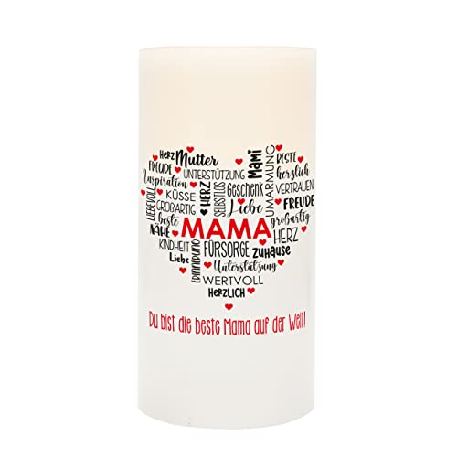 Herz & Heim® LED Echtwachs Kerze zum Geburtstag mit Beschriftung des Namens und Alters Mama von Herz & Heim