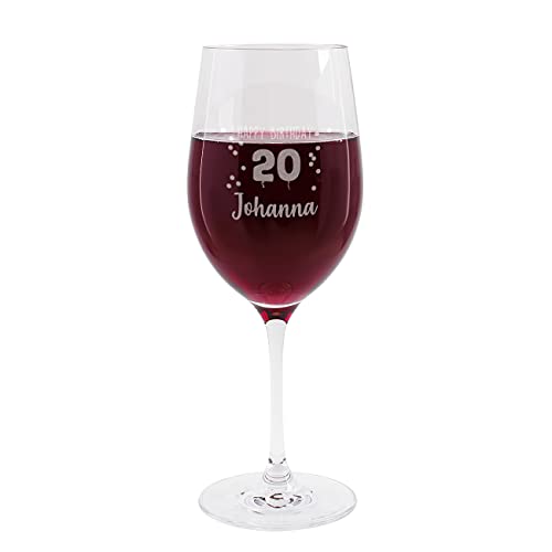 Herz & Heim® Leonardo Weinglas mit Gravur des Namens zum runden Geburtstag - die persönliche Geschenkidee 20. Geburtstag von Herz & Heim