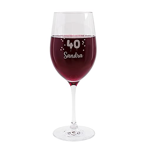 Herz & Heim® Leonardo Weinglas mit Gravur des Namens zum runden Geburtstag - die persönliche Geschenkidee 40. Geburtstag von Herz & Heim