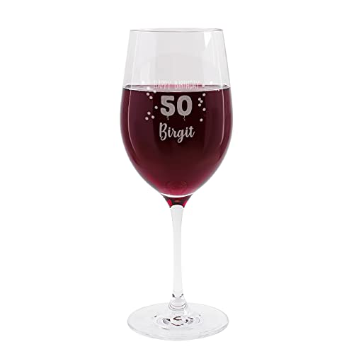 Herz & Heim® Leonardo Weinglas mit Gravur des Namens zum runden Geburtstag - die persönliche Geschenkidee 50. Geburtstag von Herz & Heim