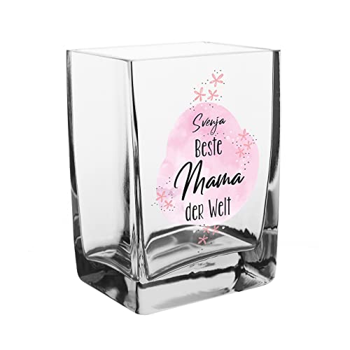 Herz & Heim® Moderne Glasvase mit Kompliment für Mama - die Beste Geschenkidee zum Muttertag Beste von Herz & Heim