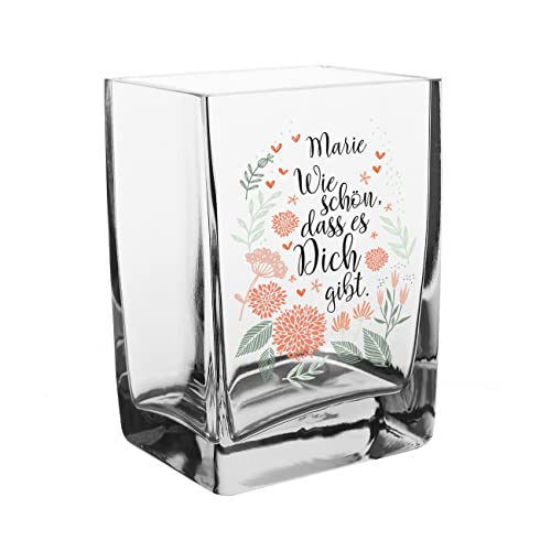 Herz & Heim® Moderne Glasvase mit Kompliment für Mama - die Beste Geschenkidee zum Muttertag Wie schön Transparent von Herz & Heim