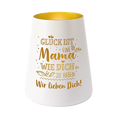 Herz & Heim® Muttertagsgeschenk Teelichthalter mit Gravur - Glück ist eine Mama, wie Dich zu haben von Herz & Heim