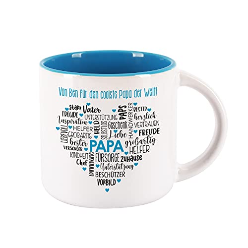 Herz & Heim® Papa Tasse personalisiert mit Wunschtext und Herz aus Komplimenten von Herz & Heim