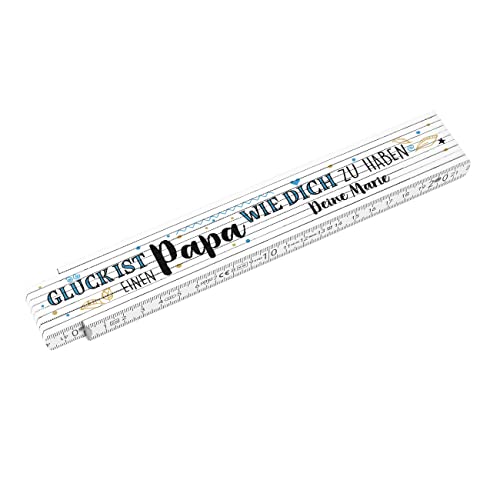 Herz & Heim® Papa Zollstock mit Kompliment - Glück ist einen Papa wie dich zu haben! - perfekt zum Vatertag von Herz & Heim