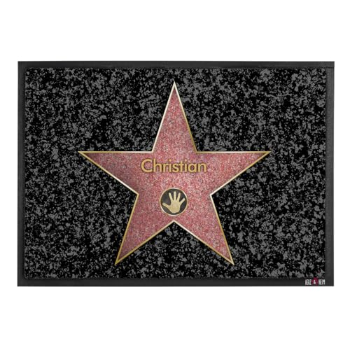 Herz & Heim® Personalisierte Fußmatte - Walk of Fame - Dein Hollywood Stern EIN tolles Geburtstagsgeschenk 70 cm x 50 cm (B/H) von Herz & Heim