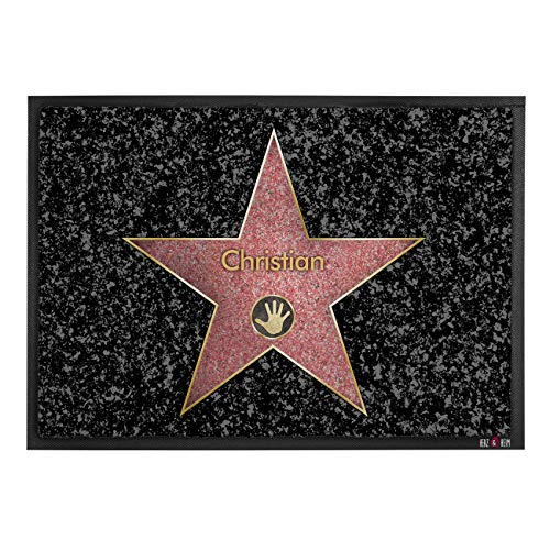 Herz & Heim® Personalisierte Fußmatte - Walk of Fame - Dein Hollywood Stern EIN tolles Geburtstagsgeschenk 60 cm x 40 cm (B/H) von Herz & Heim