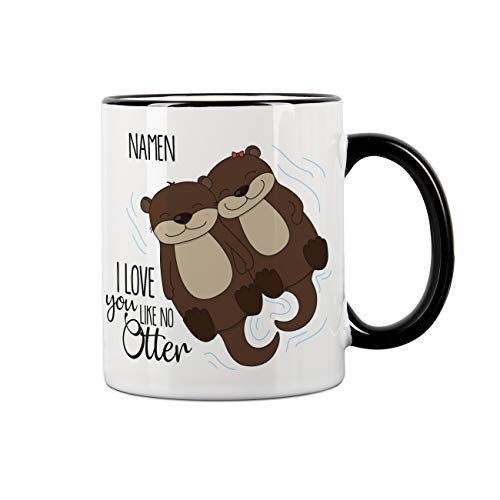 Herz & Heim® Personalisierte Tasse mit Namen - I love you like no Otter - tolles Geschenk für Valentinstag von Herz & Heim