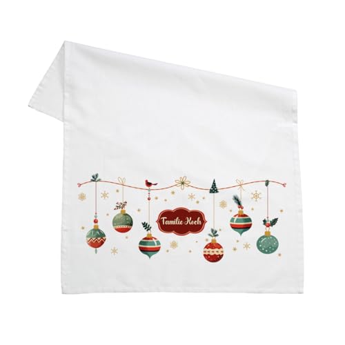 Herz & Heim® Personalisiertes Geschirrtuch 100% Baumwolle 45 x 70 cm mit Aufdruck Ihrer Wunschnamen (Christmas) von Herz & Heim