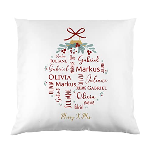 Herz & Heim® Personalisiertes Kissen 40 cm x 40 cm (L/B) zu Weihnachten (Weihnachtskugel) von Herz & Heim