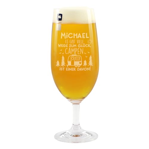 Herz & Heim® Pilsglas für echte Camping Fans - mit Spruch und Wunschname graviert von Herz & Heim
