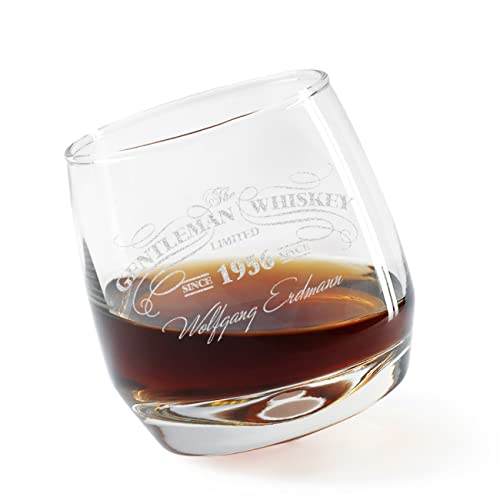 Herz & Heim® Rocking Whisky Glas/schräges Whiskyglas mit Gravur Gentleman Whiskey von Herz & Heim