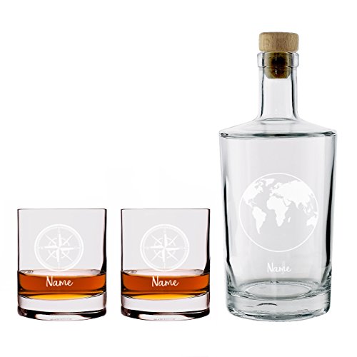 Herz & Heim® Rum Geschenkset bestehend aus einer Karaffe und 2 Gläsern mit persönlicher Gravur von Herz & Heim