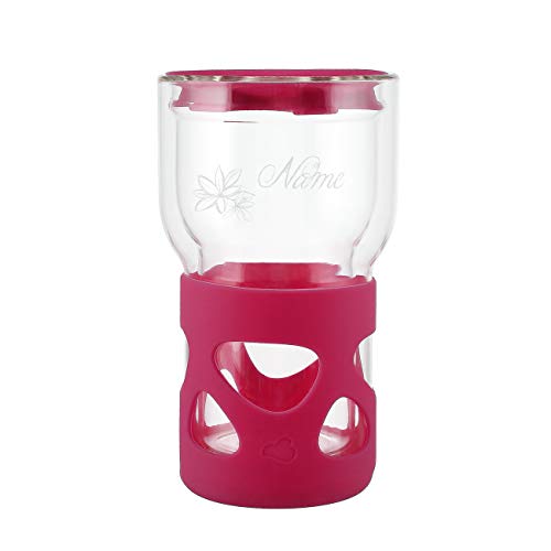 Herz & Heim® Thermo-Becher aus Glas mit Gravur von Leonardo IN GIRO in Pink von Herz & Heim